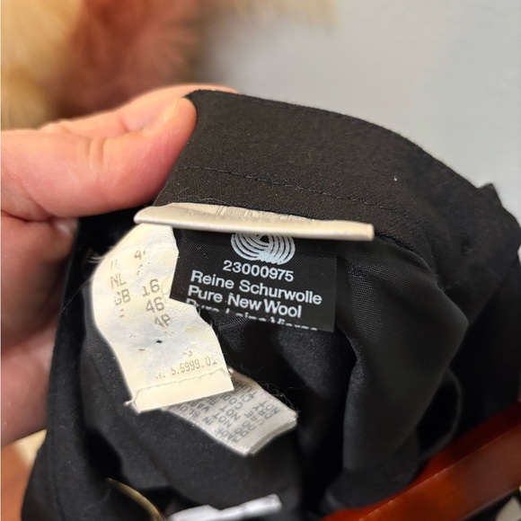 Vintage 80s does 40s Black Wool Accordion Pleat Kick Pleat Midi Skirt L EUC - Picture 7 of 8